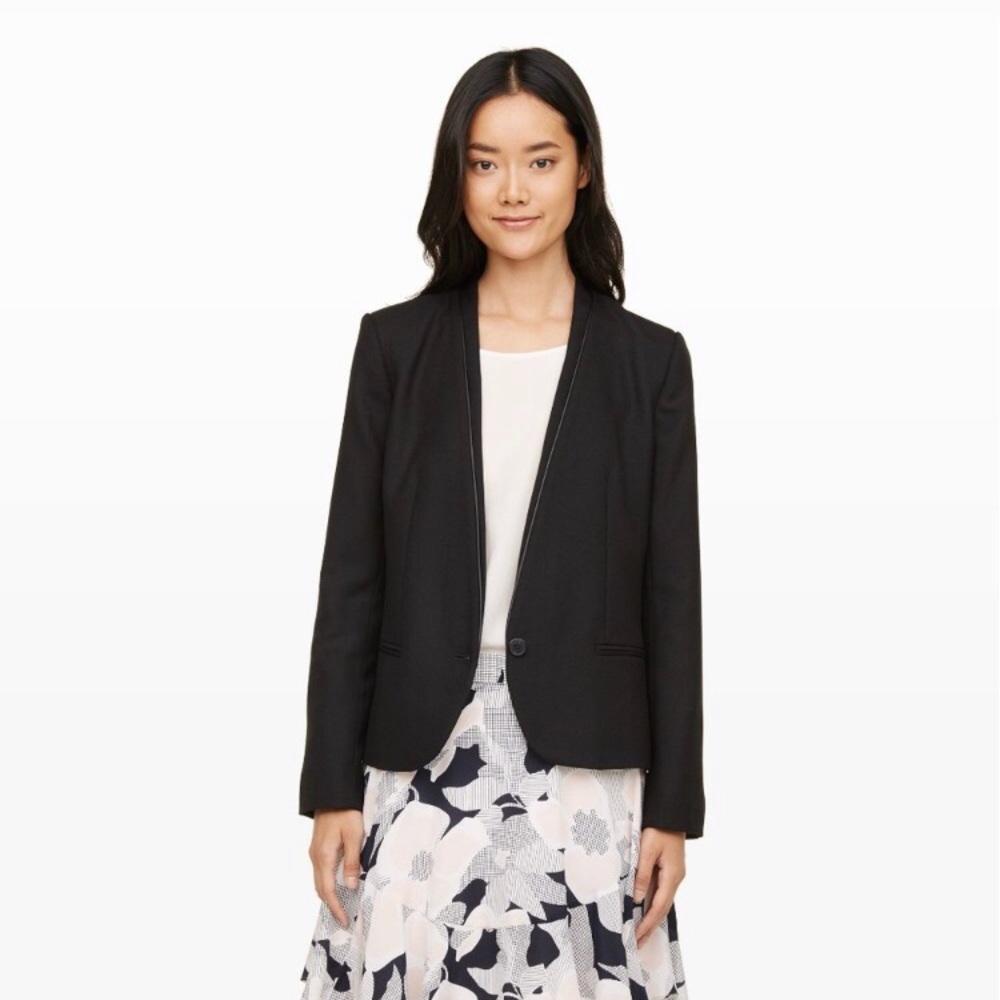 Club Monaco Kaoife Leather Trim Blazer sz 00
